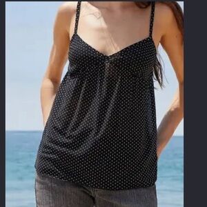 Black polka dot sheer tank